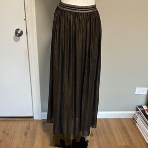 Lucy Paris Metallic Black Maxi Skirt